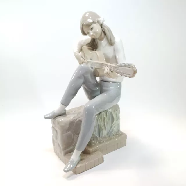 Lladro Nao 1165 Girl Playing Guitar Porcelain Figurine 10-inch Rare Retired