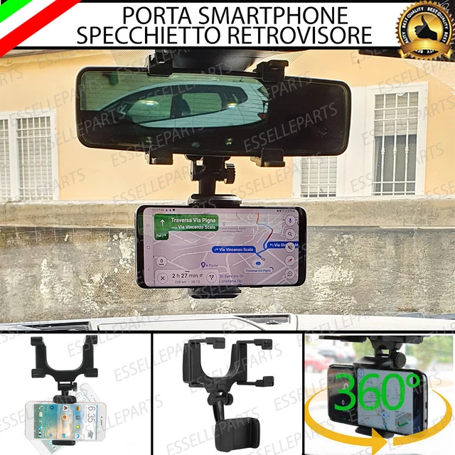 Supporto Per Cellulare ELT Per Specchietto Retrovisore Alfa Romeo Mito, Nero Regolabile