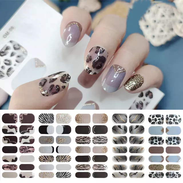 Full Cover Nail Wraps Nail Strips Nail Adhesive Decals 3D Nail Art Stickers DIY#