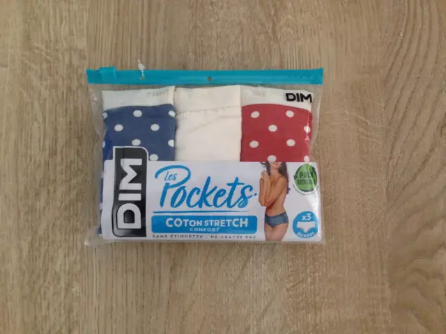 Pack 3 boxers femme DIM coton stretch confort taille 44/46 NEUF