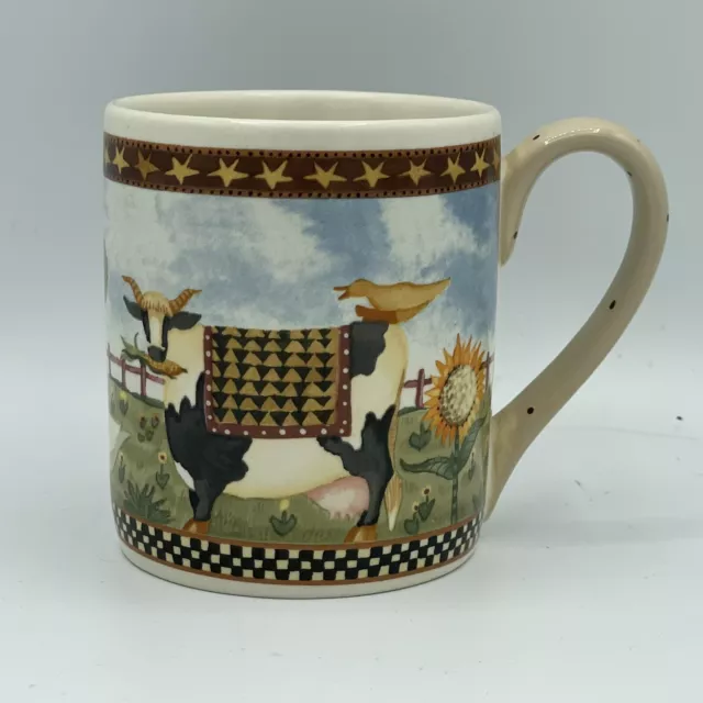 Vintage 1999 Williraye Studio Coyne & Co Folk Art Mug Cottagecore Farmcore 12oz