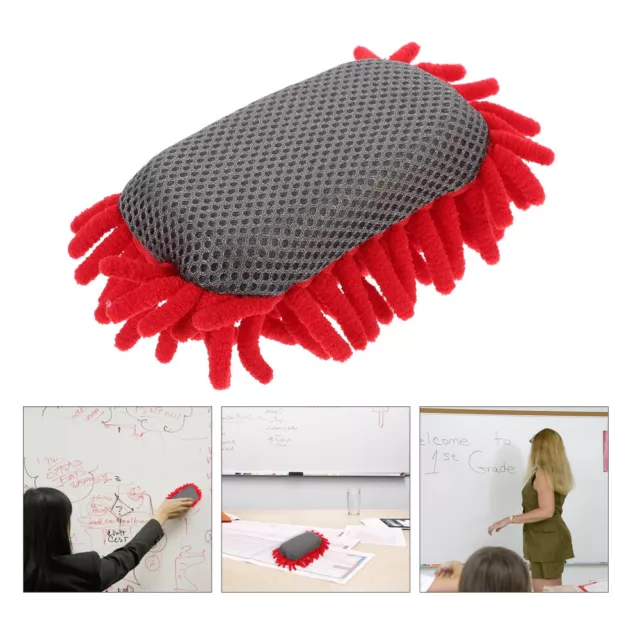 3 Pcs Red Chenille Dust Cleaning Sponge Child Whiteboard Dry Markers Erase