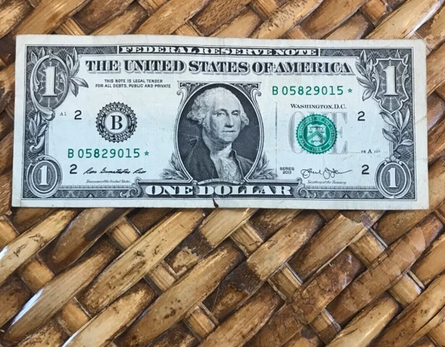 2013 Series One Dollar Star Note Duplicate Serial Number B 05829015* $1 Error