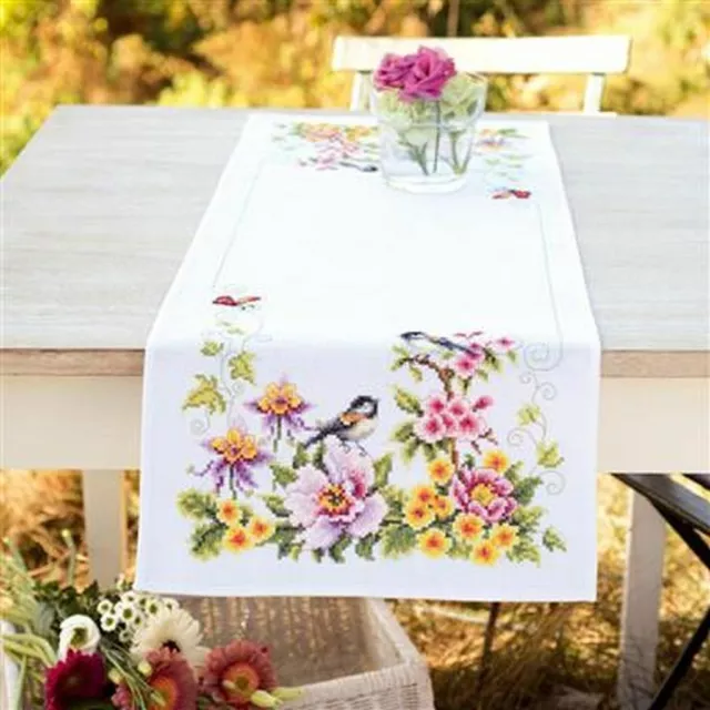 Vervaco Printed Table Runner Embroidery Package " Springtime " PN-0021680