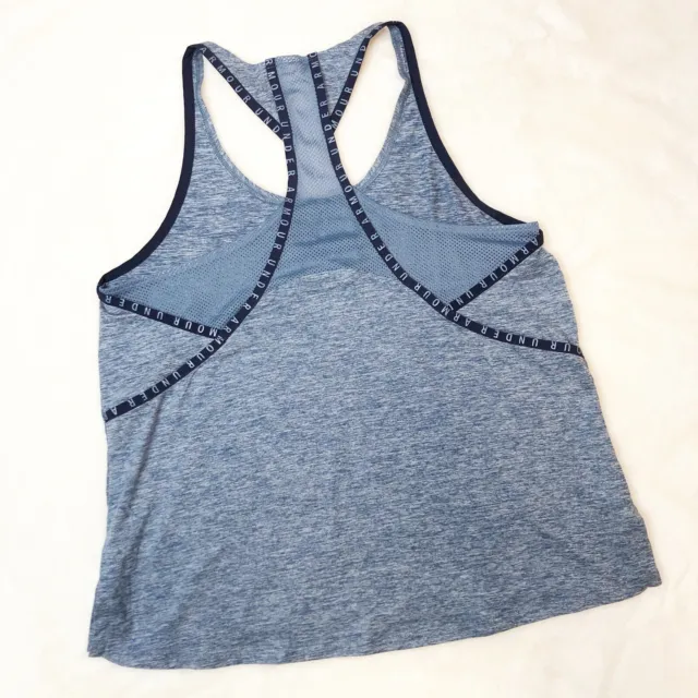 Under Armour Womens UA Knockout Mesh Back Tank Top Blue Heathered Racerback