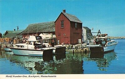 Postcard Motif Number One Bradley's Wharf Rockport Massachusetts Harbor