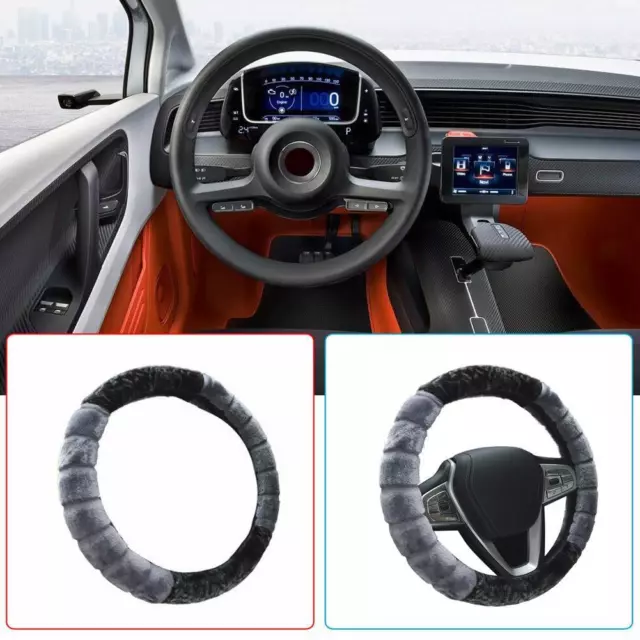 Car Steering Wheel Cover Warm Plush Cover Wool Winter For 38cm Accessories Q