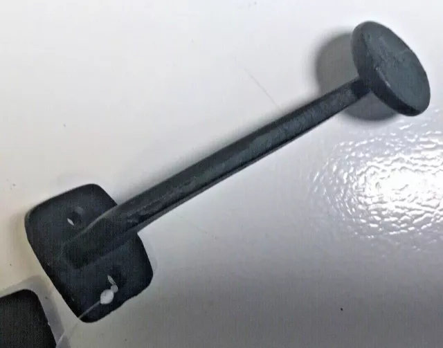 HD Cast Iron Coat Hat Coin / Button Wall Hook 5" Tall Black Antique Style NEW