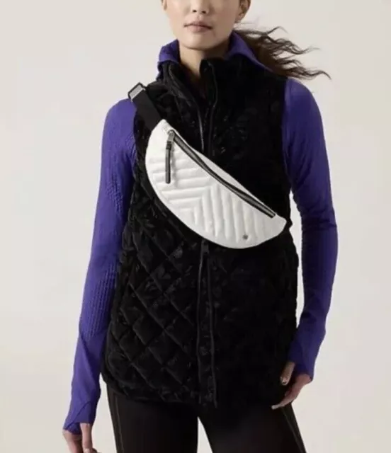 ATHLETA Kinetic Shine Quilted Belt Bag White Crossbody Fanny Pack Waist Bag NEW