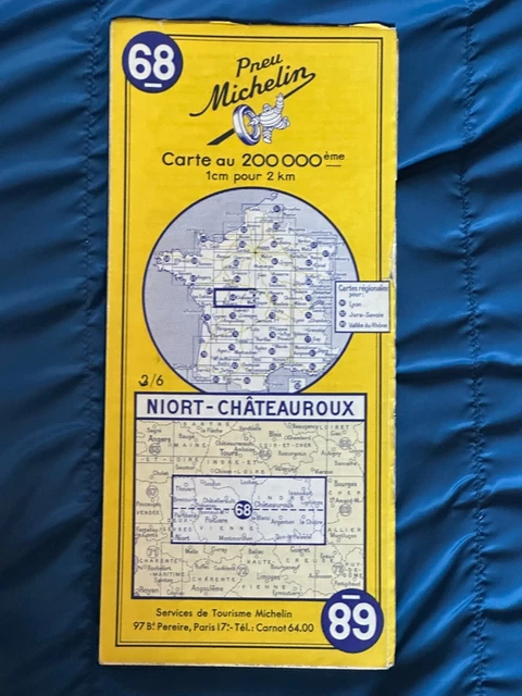 CARTE MICHELIN 68 Niort Poitiers Chateauroux 1988 Maps Karte Cartolina