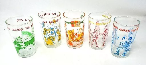 Vintage 1971 Archie Comics Welch’s Jelly Jar Glasses Set of 5 Amazing Graphics