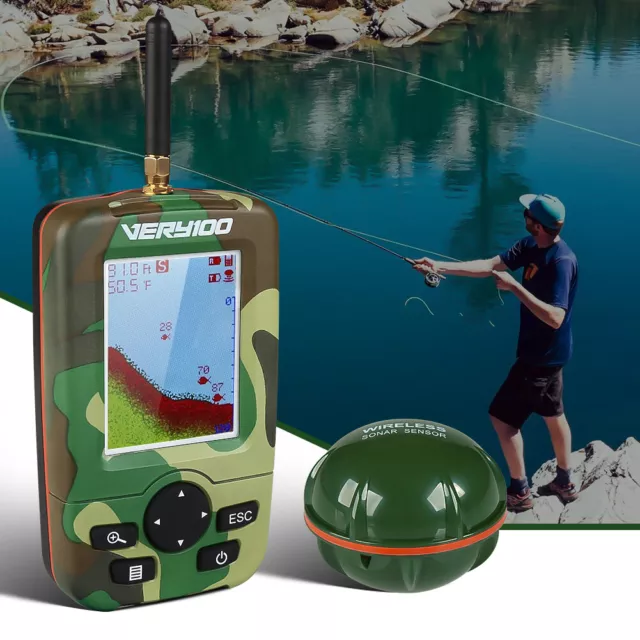 100M Wireless Smart Fishfinder Rechargeable Sonar Sensor Fish Finder Dot Matrix