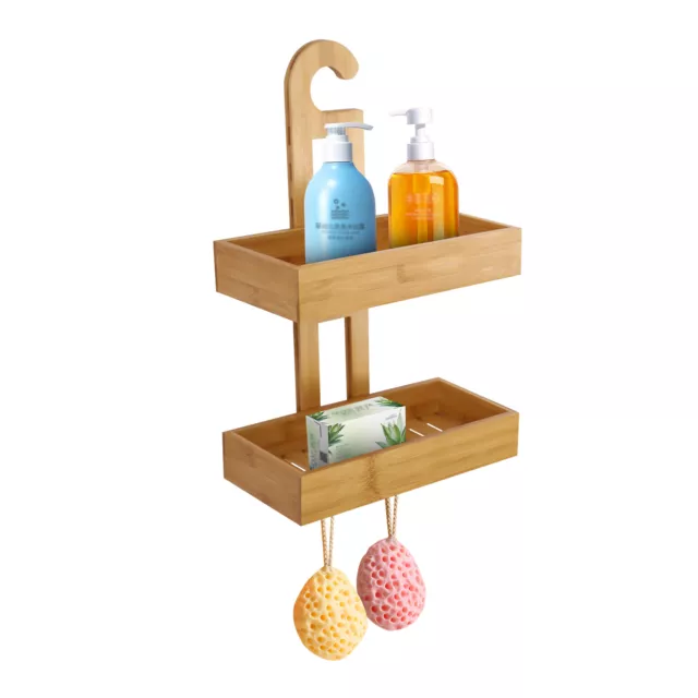 Crew & Axel Bamboo Hanging Shower Caddy Made from Natural Bamboo 2 Level  Storage Organizer Anti Rust/Mold Slip-Free - Over The Shower Head Caddy  Long, Crew & Axel