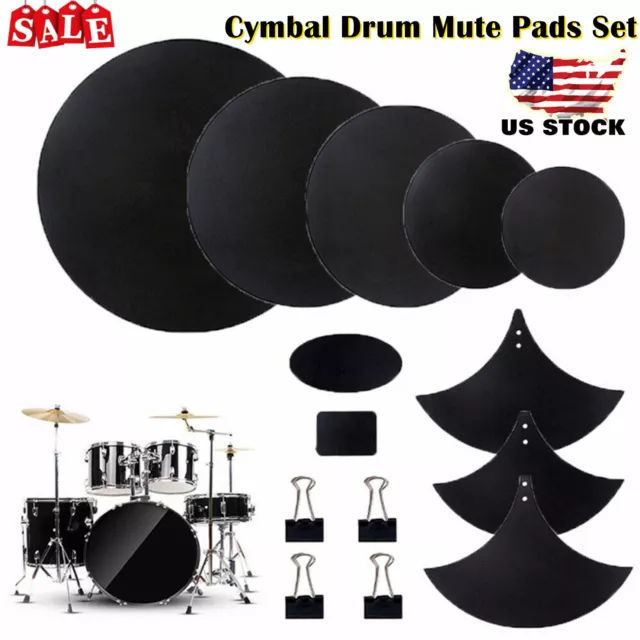 14X Cymbal Drum Mute Pads Sets for Drum Practice Mute Pad Set Drum Silencer B0N7