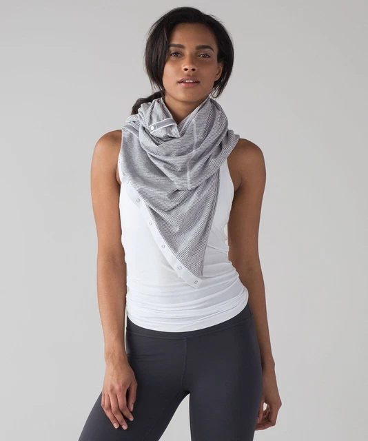 Lululemon Women's Vinyasa Scarf *Rulu Tonka Stripe Heathered Slate White