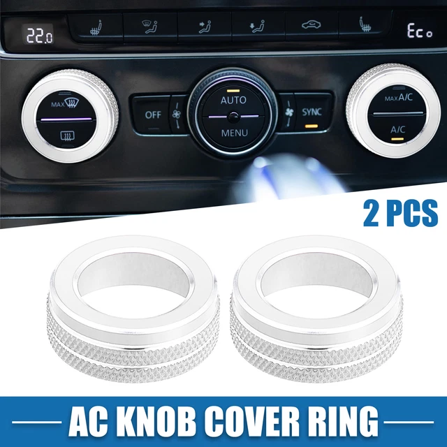 Car Volume VOL Tune Knob Ring for VW Tiguan Jetta Passat Silver Tone (Pack of 2)