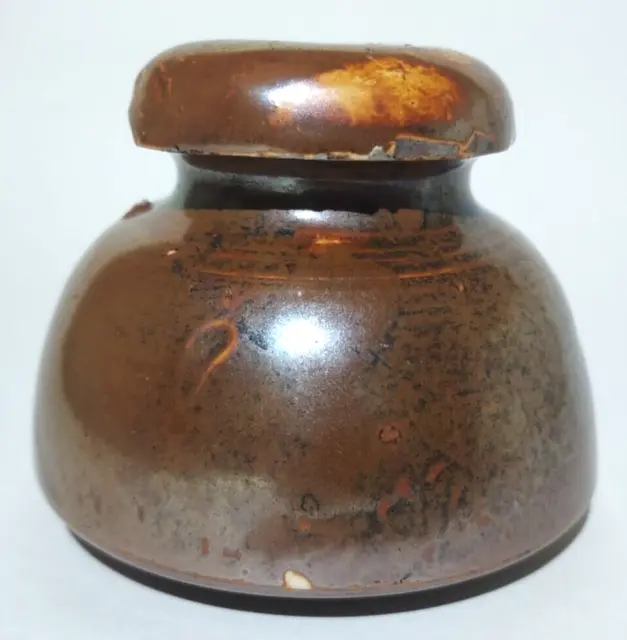 Ceramic / Porcelain Insulator - NO NAME - CABLE TOP - CARAMEL GLAZE - CRUDE 13