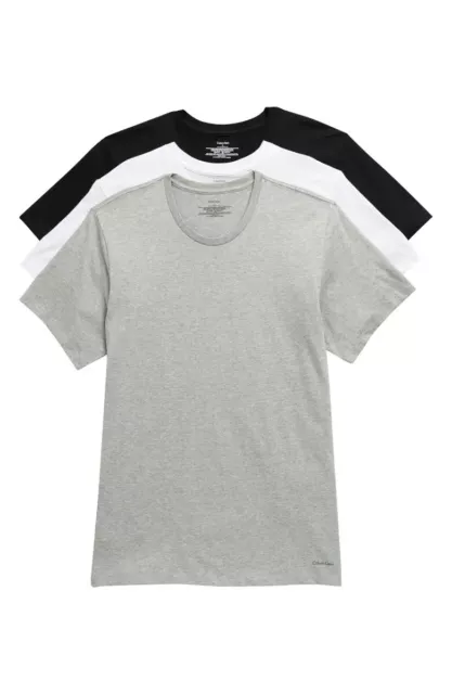 Calvin Klein GREY MULTI Men's 3 Pack Crewneck Cotton Tee, US Medium