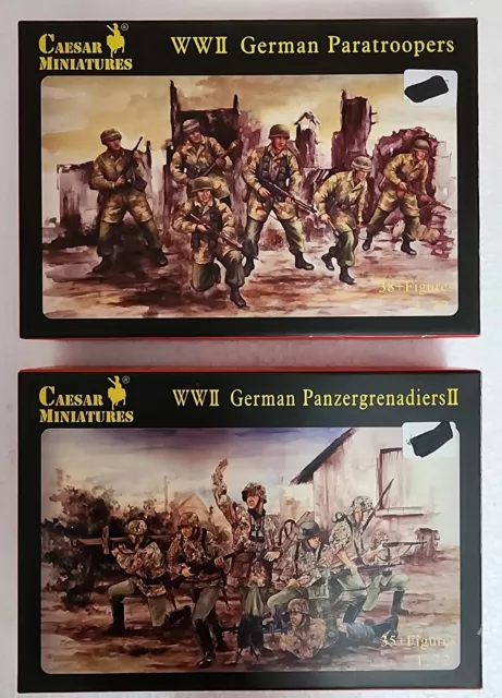 2 Pkgs Caesar Miniatures 1/72 068 German Paratroopers & 053 Panzergrenadiers II