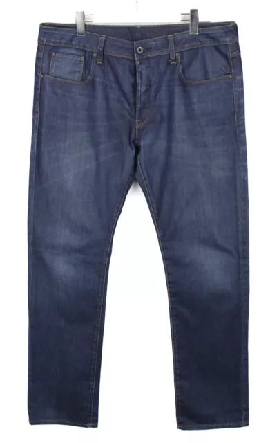 G-Star 3301 Straight Jeans Uomo W38/L34 Baffi Scuro Bottoni Fly Casual