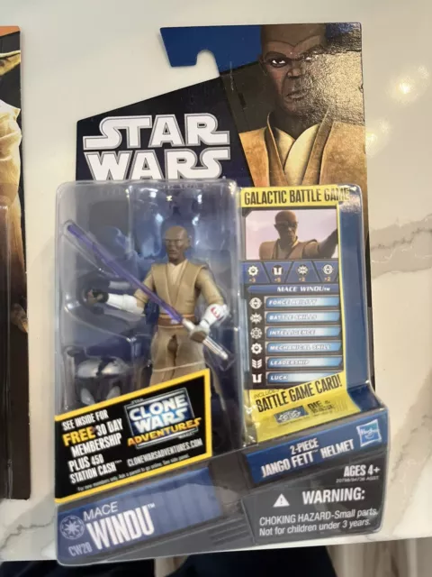 Star Wars Clone Wars Mace Windu Figure Sealed CW20 Hasbro Galactic Battle Game