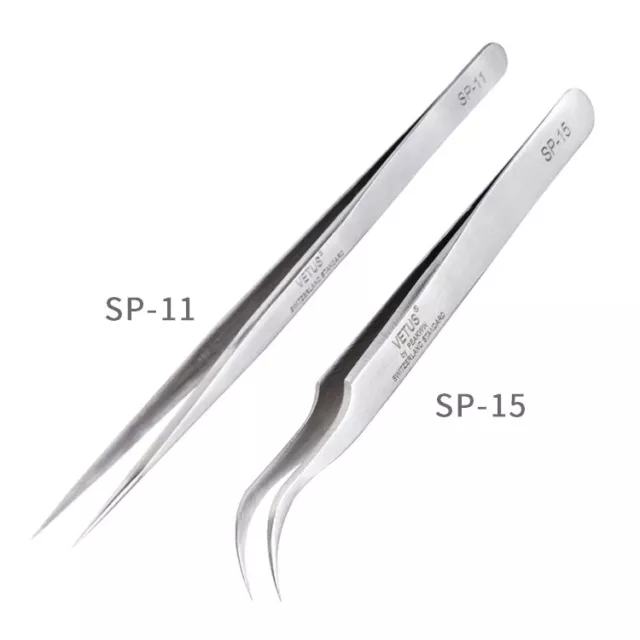 2pc VETUS SP-11 SP-15 Precision Stainless Steel Tweezers Electronic Phone Repair