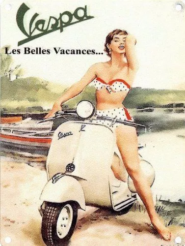 Vespa Scooter, Italian Classic, "Les Belles Vacances" Novelty Fridge Magnet