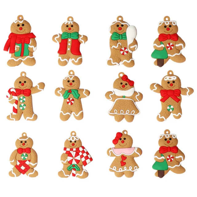12 piezas Colgante Mini Colgante Árbol de Navidad de Gengibre Hombre Pan de Jengibre