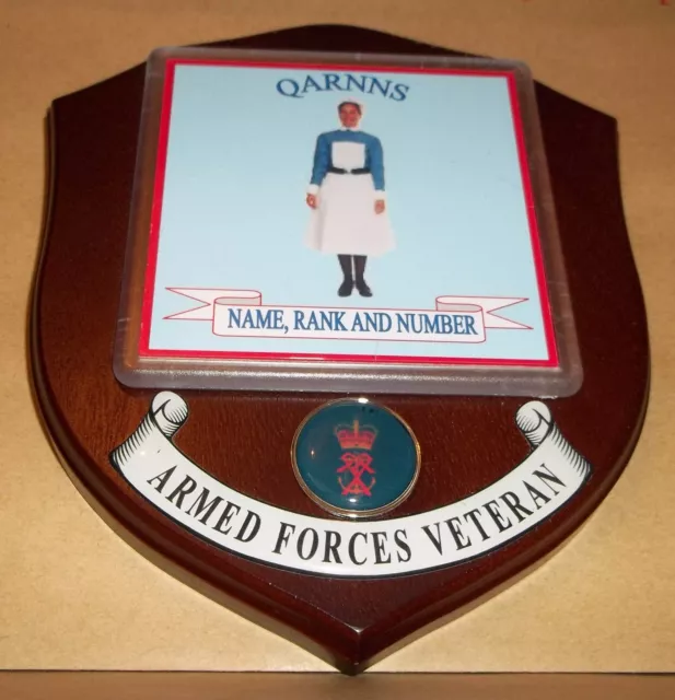 Royal Navy QARNNS Veteran Wall Plaque with name rank & number printed free.