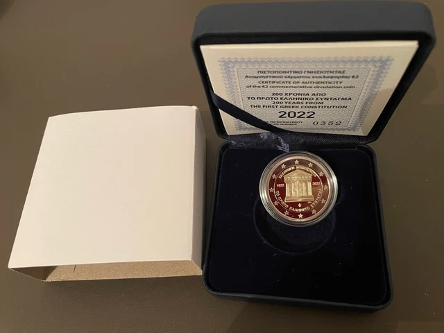 Coffret Box BE PROOF 2 euro GRECE GREECE GRIECHENLAND 2022 Constitution