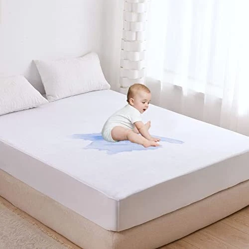 Soft Terry Cotton Mattress Protector, Twin Size