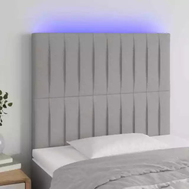 Tête de lit à LED Gris clair 80x5x118/128 cm Tissu