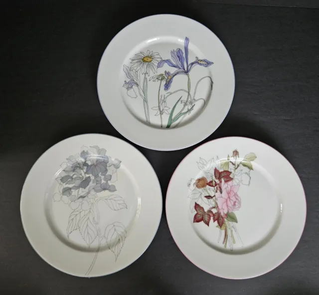 Vtg Block Spal Watercolors Floral Salad Plates Mary Lou Goertzen Portugal