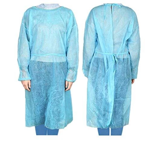 Dealmed Blue Isolation Gown – 10 Count of Disposable Gowns Blue Latex-Free Pe...
