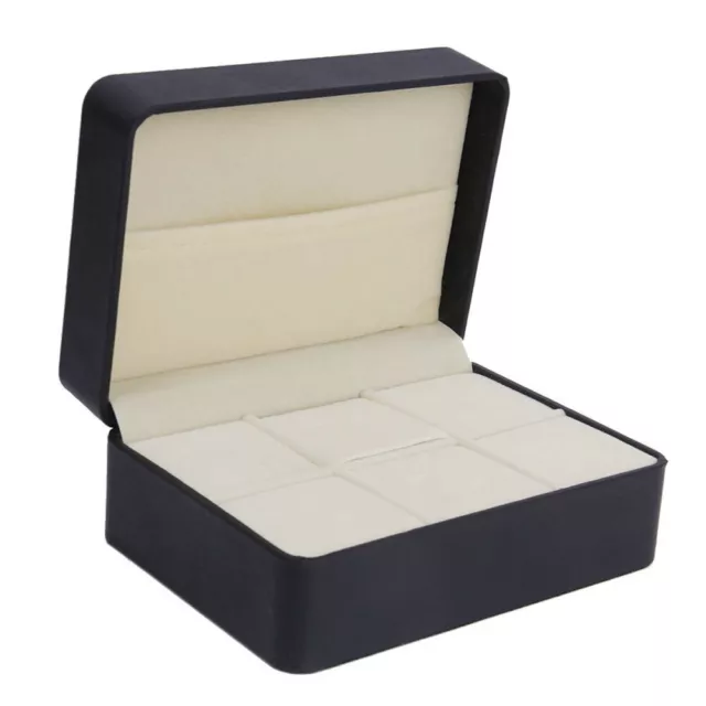 6-Compartment Cufflink Necktie Tie Clip Bar Storage Display Case Box (Black) 2