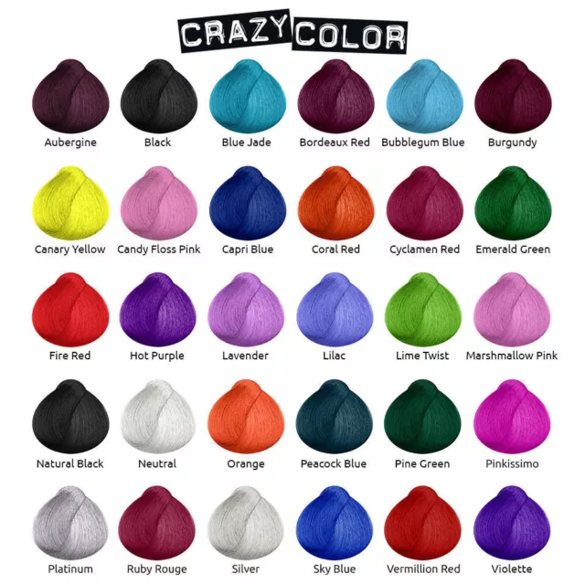CRAZY COLOR SEMI PERMANENT HAIR DYE 100ml -All colours-Fast UK Postage-!!!!!!!