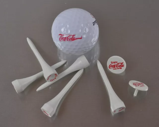 Set mit Coca-Cola Coke USA Titleist Golfball Golf Tee Marker Golftees Golf-Tees