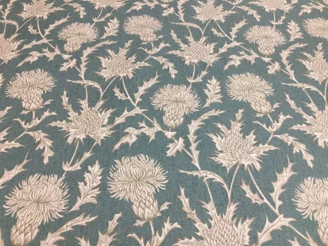Star Thistle Toile Soft Teal Foral Cotton 140cm wide Curtain/Craft Fabric