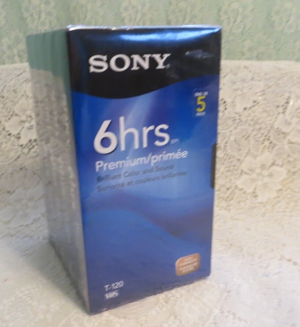 6 Sony T-120 SEALED Premium Grade Blank VHS VCR Video Cassette Tapes 6 Hours
