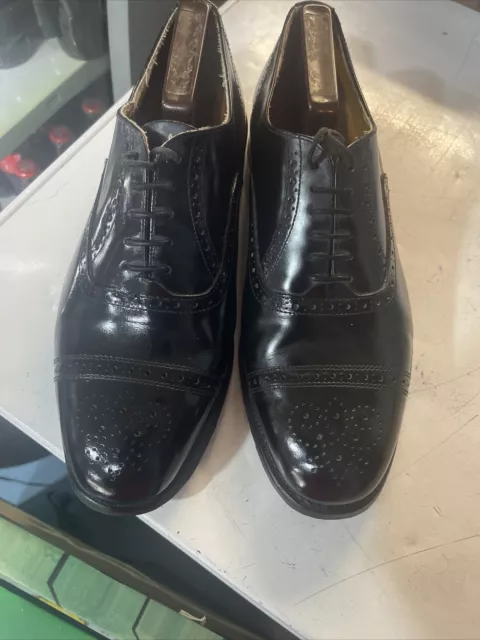 Mens Black Leather Oxford Shoes Size UK 9 EU 43 Lace Up RICHLEIGH. #2d