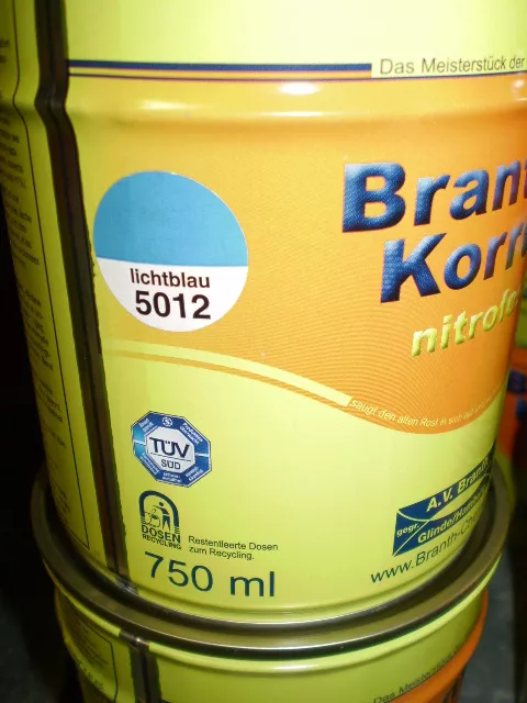 750ml Brantho Korrux nitrofest 5012 lichtblau Rostschutz & Metallschutzfarbe