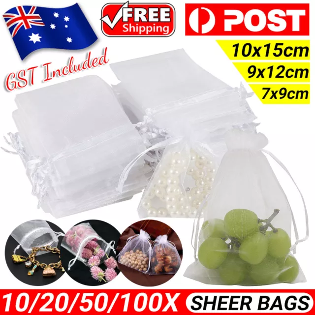 10-100PCS Organza Bag Sheer Bags Candy Packaging Jewellery Gift Wedding Pouch