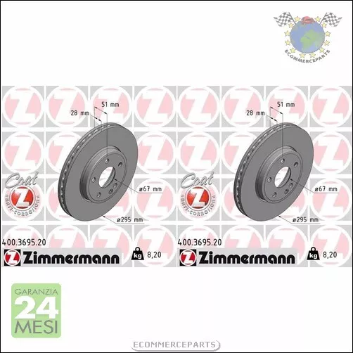 Kit 2x dischi freno Zimmermann COAT Z Anteriore per MERCEDES CLASSE GLA 220 200