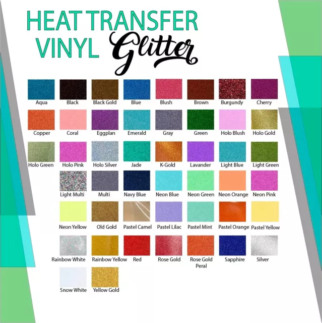 HTV Glitter Heat Transfer Vinyl Cutter T-Shirt/Iron On Cricut/Cameo/Romeo/Juliet