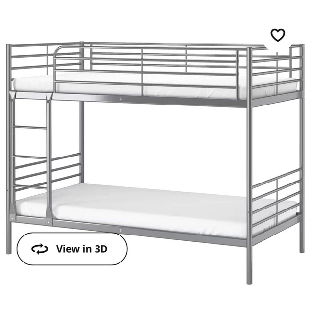IKEA SVÄRTA METAL Bunk Bed Frame Grey, Sturdy, No Mattress, Local
