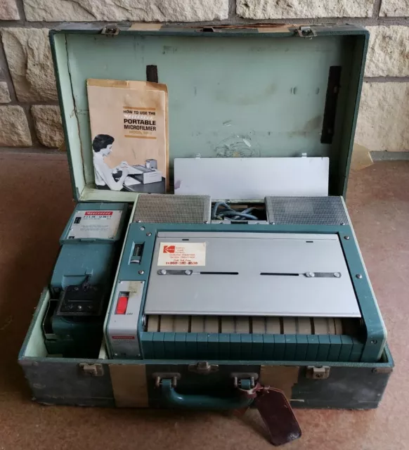 Eastman Kodak Recordak Portable Microfilmer RP-1 Film Unit CP20 + Case Powers On