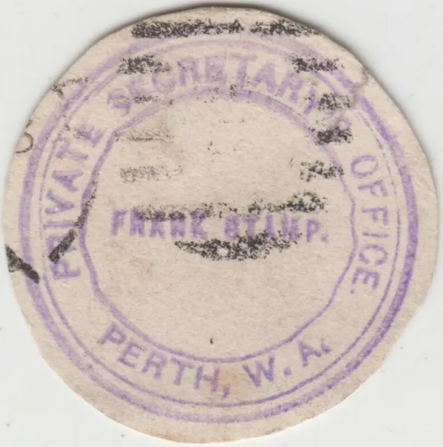 Frank stamp Private Secretary's Office Perth Western Australia in violet