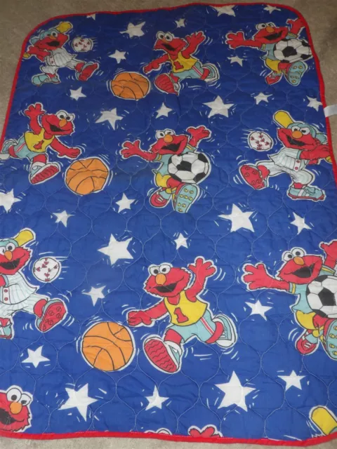 Vintage Elmo Sesame Street Sports Baby Crib Blanket Basketball Soccer Baseball
