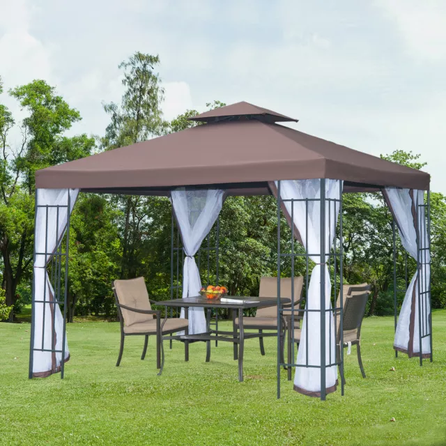 Outsunny Pavillon Gartenpavillon Partyzelt Gartenzelt Festzelt Doppeldach 3x3 m