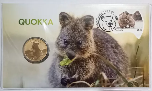 2021 Quokka PNC $1 Coin & Stamp Anzac Lest We Forget Perth Mint Mark